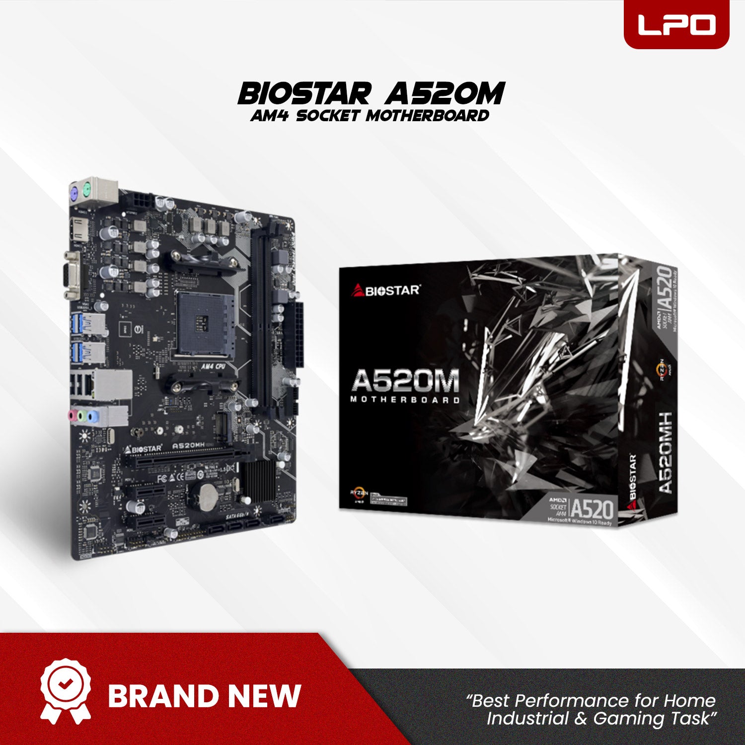 Ready to Build: Biostar A520M AM4 Socket Motherboard – LPO Laptop