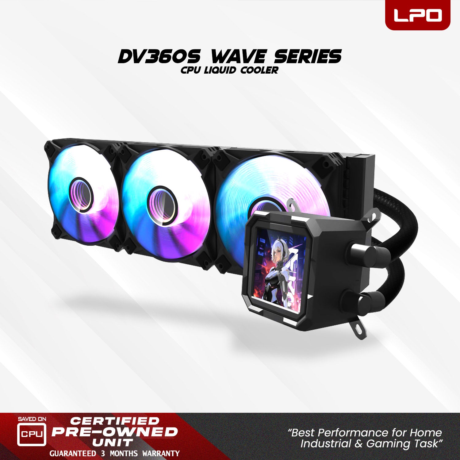 LPO Gaming Unit AMD Ryzen 5 5500 @3.5Ghz B450MHP AM4 Socket RX580 8GB DV360S Wave Series CPU Liquid Cooler Elite 16GB DDR4 256GB 2.5