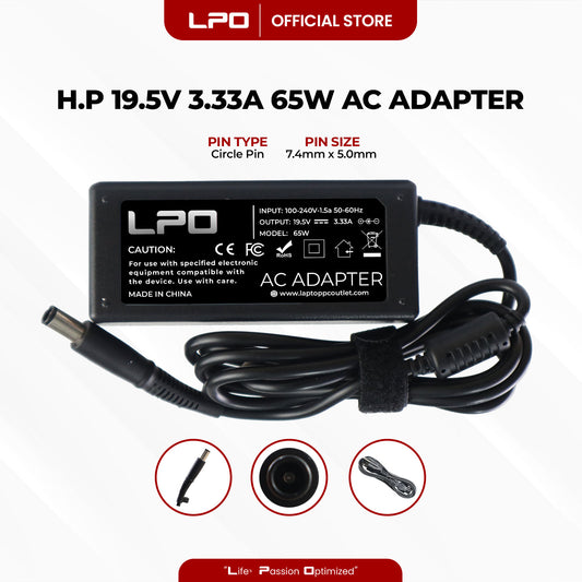 Laptop Charger HP 19.5V 3.33A 65W Circle Pin 7.4mm x 5.0mm Compatible with HP Pavilion G6