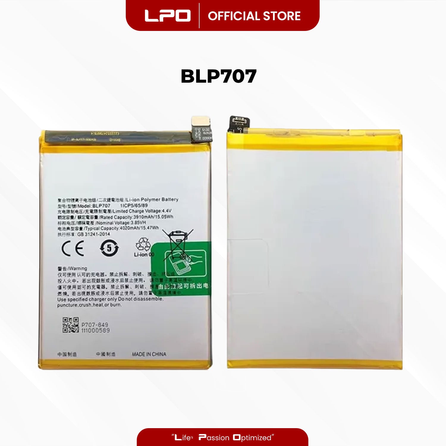 Cellphone Battery	Oppo F11 2019 BLP707 Compatible with CPH1913, CPH1911
