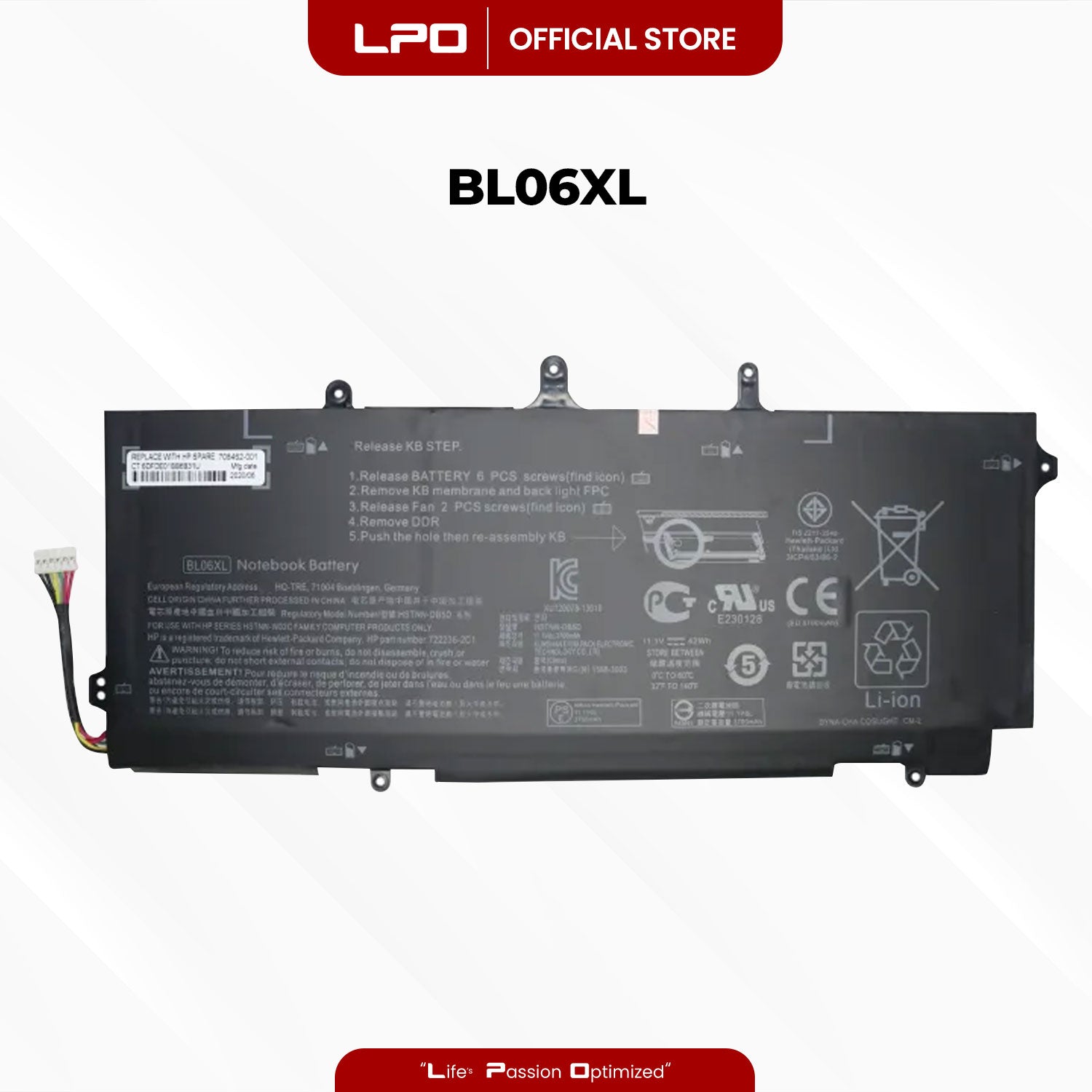 Laptop Battery BL06XL Compatible with HP Envy Spectre 14-3000 Elitebook Folio 1040 G0 G1 G2