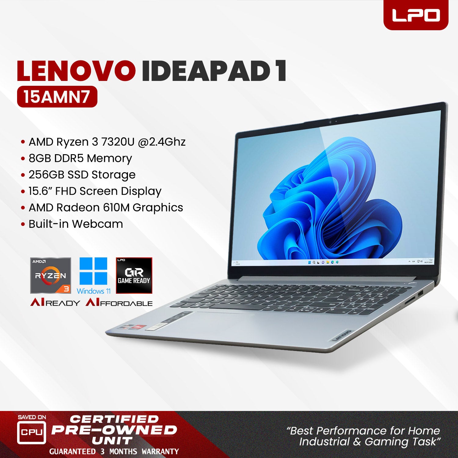 Pre owned Lenovo IdeaPad 1 15AMN7 Silver