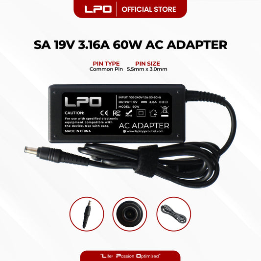 Laptop Charger Samsung 19V 3.16A 60W Common Pin 5.5mm x 3.0mm Compatible with Samsung R428