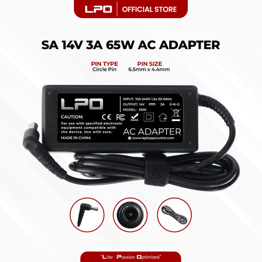 Laptop Charger Samsung 14V 3A 65W Circle Pin 6.5mm x 4.4mm Compatible with Samsung 1701FP series