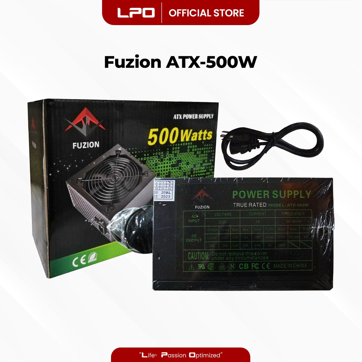 Fuzion ATX-500W True Rated Power Supply For CPU Desktop PC Computer