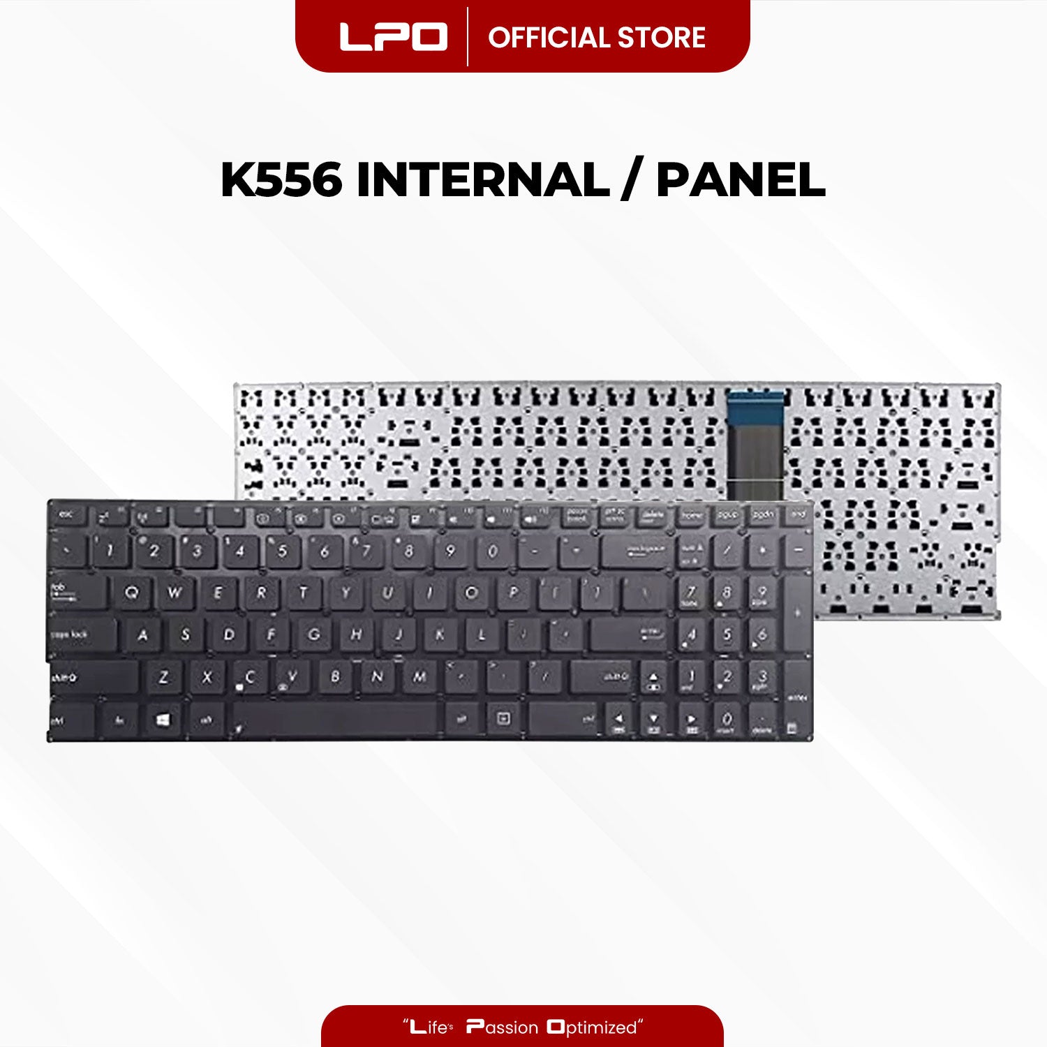 Laptop Keyboard ASUS K556 Internal / Panel Black US Compatible with Asus K556 K556U K556UA