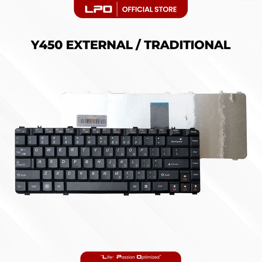 Laptop Keyboard LENOVO Y450 External / Traditional Black US Compatible with Lenovo Y460 Series