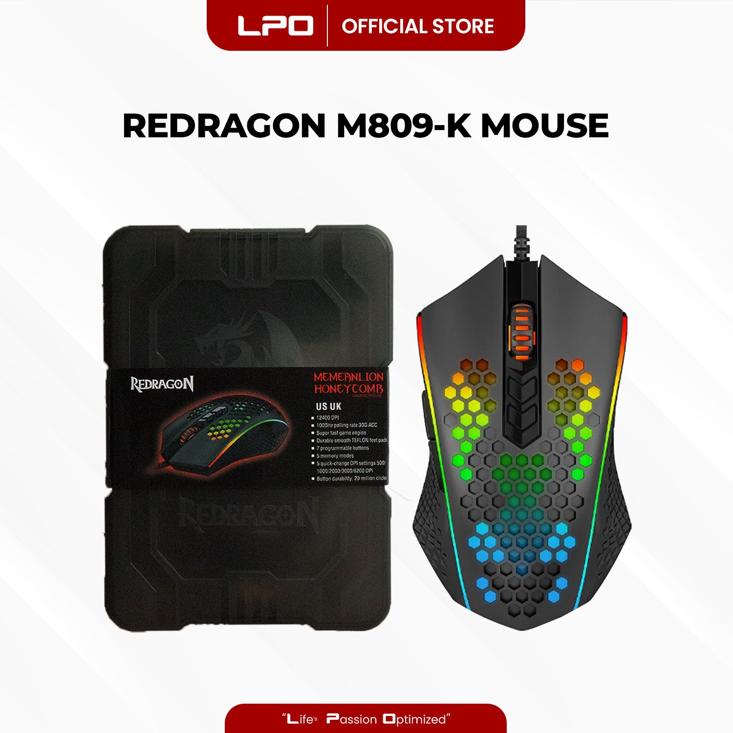 Redragon Memeanlion M809-K Honeycomb Gaming Mouse Black
