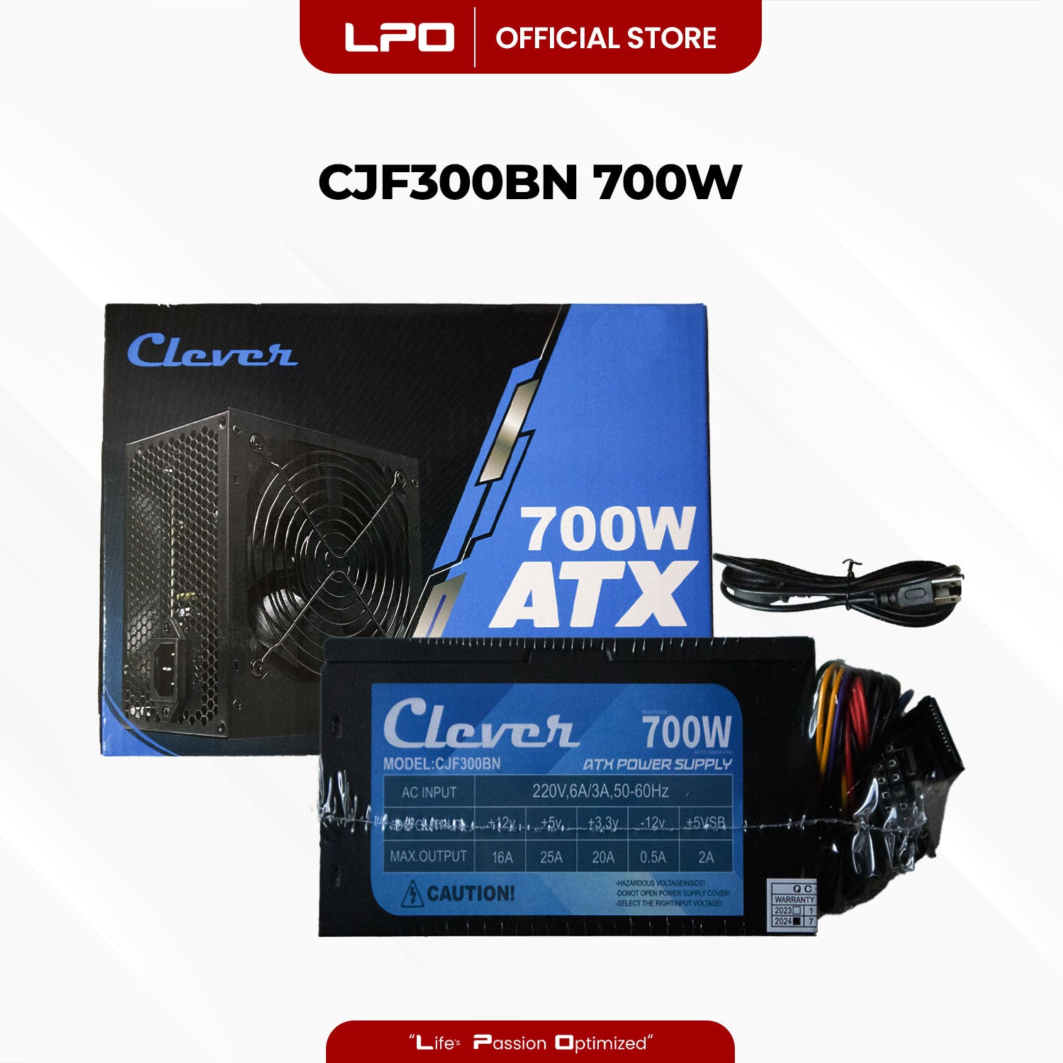 Clever Power Supply CJF300BN 700W ATX PC Power Supply 12cm Fan with Power Cord For CPU Desktop PC Computer