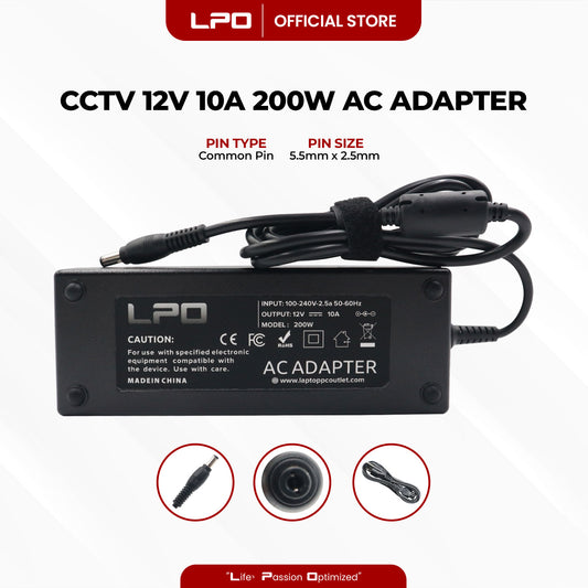 CCTV 12V 10A 120W Common Pin 5.5mm x 2.5mm  Compatible with  CCTV Camera, LED Monitor and other electronics equipment.