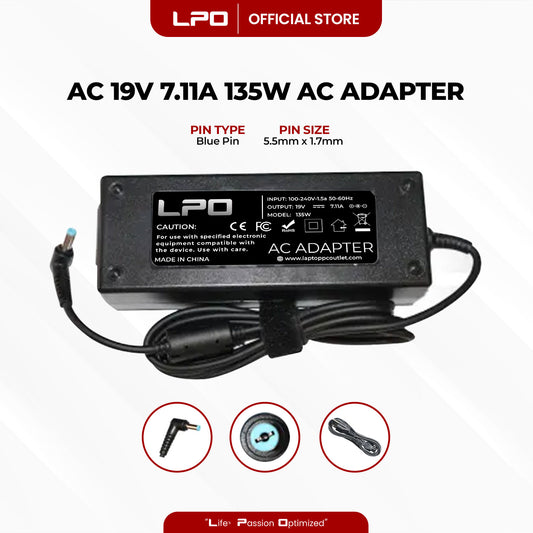 Laptop Charger Acer 19V 7.11A / 7.1A 135W Blue Pin 5.5mm x 1.7mm Compatible with Acer Nitro 5 AN515-54