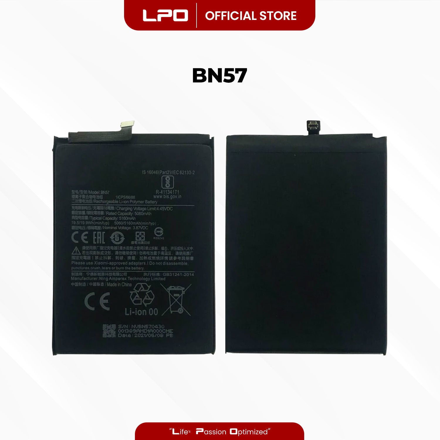 Cellphone Battery Xiaomi Poco X3 Pro 2021 BN57 Compatible with Xiaomi Poco X3 NFC 2020 - LPO Laptop PC-Outlet