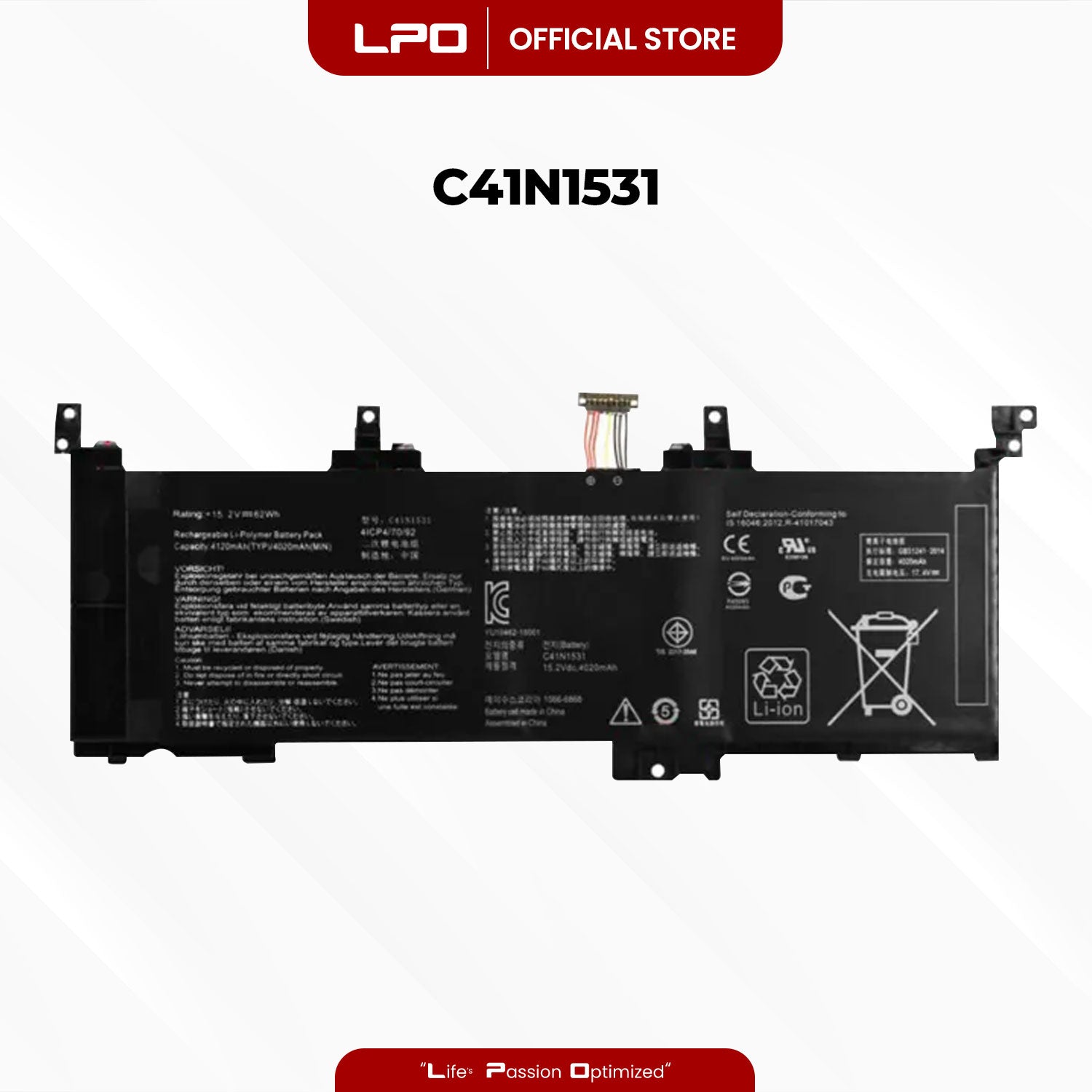 Laptop Battery C41N1531 Compatible with Asus GL502VS-1A, GL502VY-DS71, ROG GL502VS