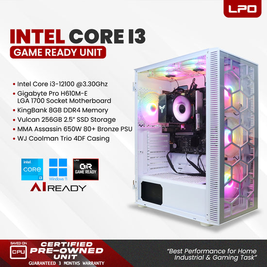 Pre owned Intel Core i3 Game Ready Unit WJ Coolman TRIO 4DF