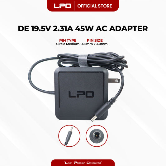 Laptop Charger Dell 19.5V 2.31A 45W Circle Medium 4.5mm x 3.0mm Compatible with Dell Inspiron 14 15-3552