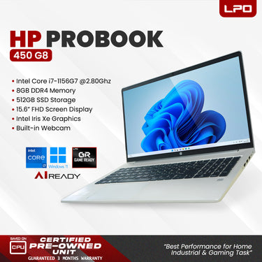 LPO Laptop HP ProBook 450 G8 Intel Core i7-1156G7 @ 2.80GHz 8GB DDR4 512GB SSD 15.6