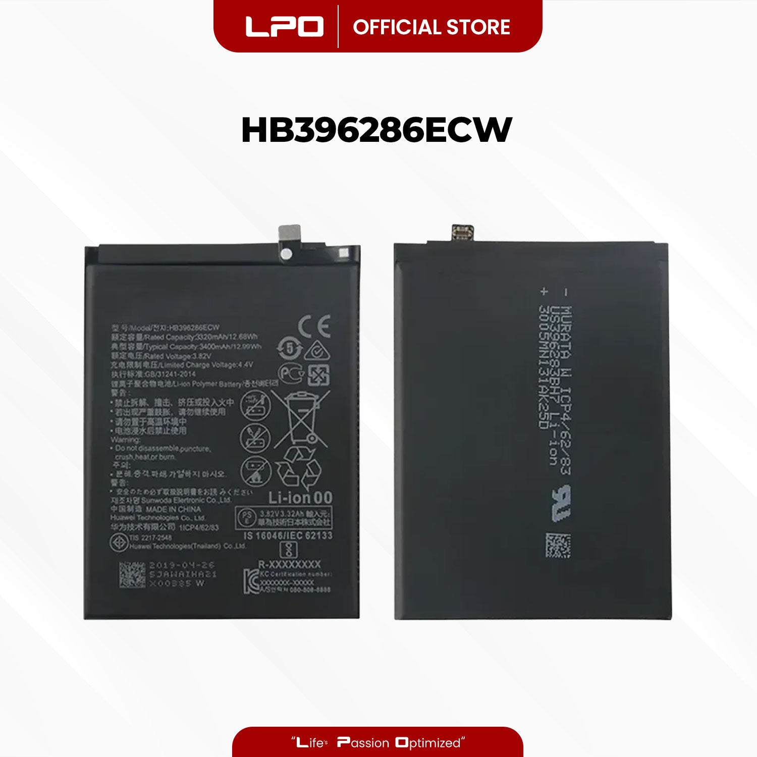 Cellphone Battery Huawei P Smart 2019 HB396286ECW Compatible with Honor 10 Lite, 20 Lite