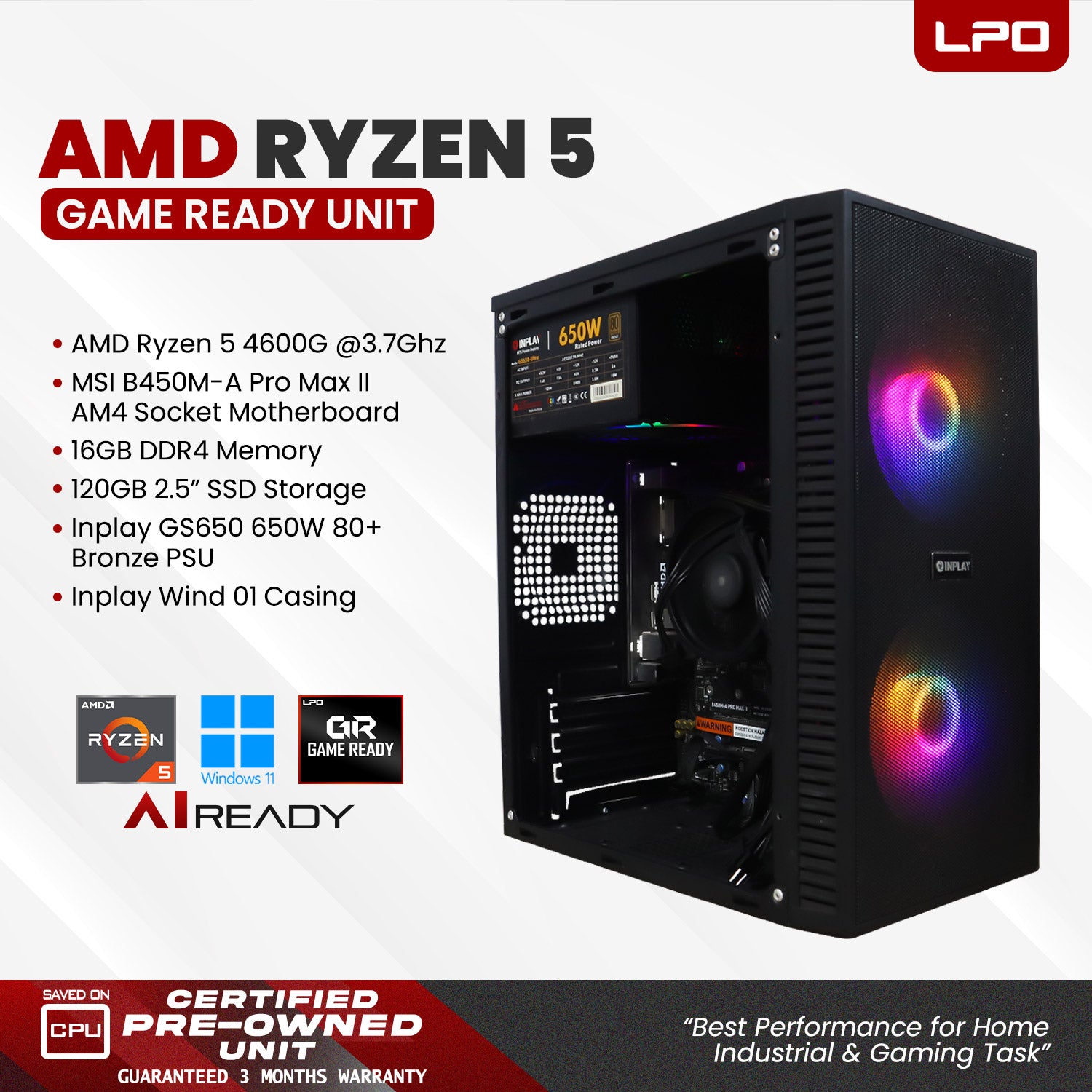 Pre owned AMD Ryzen 5 Game Ready Unit Inplay Wind 01