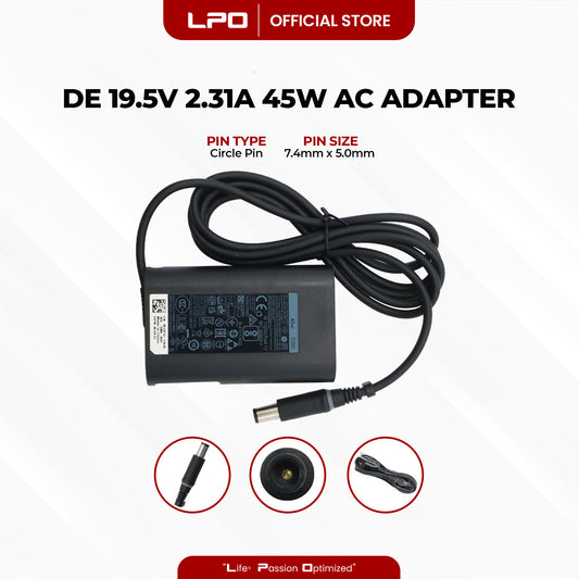 Laptop Charger Dell 19.5V 2.31A 45W Circle Pin 7.4mm x 5.0mm Compatible with P/N: 05R7RR