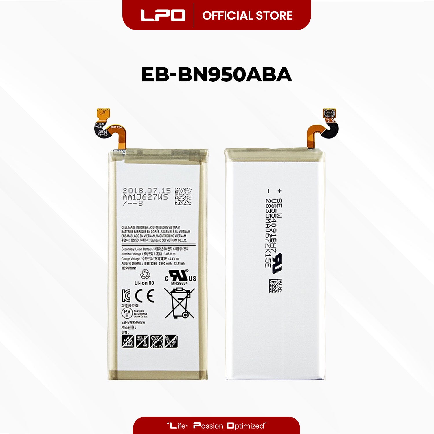 Cellphone Battery Samsung Galaxy Note 8 2017 EB-BN950ABA Compatible with SM-N950F