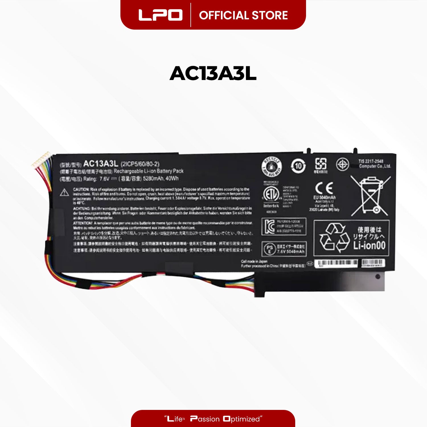 Laptop Battery AC13A3L	Acer TravelMate X313, X313-M, X313-E, Aspire P3-171-5333Y4G12AS