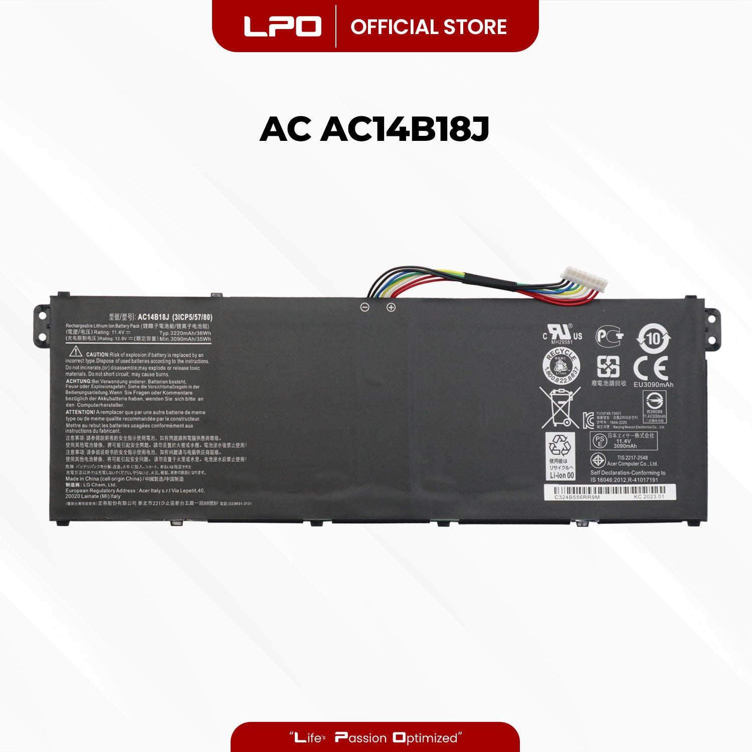 Laptop Battery AC14B18J Compatible with Acer Aspire V3-111 V3-111P V5-122 V5-122P V5-132 - LPO Laptop PC-Outlet