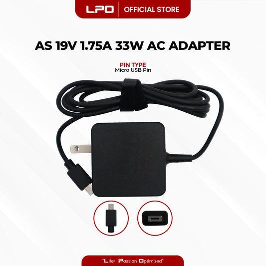 Laptop Charger Asus 19V 1.75A 33W Micro USB Type Compatible with Asus TP200S X205T