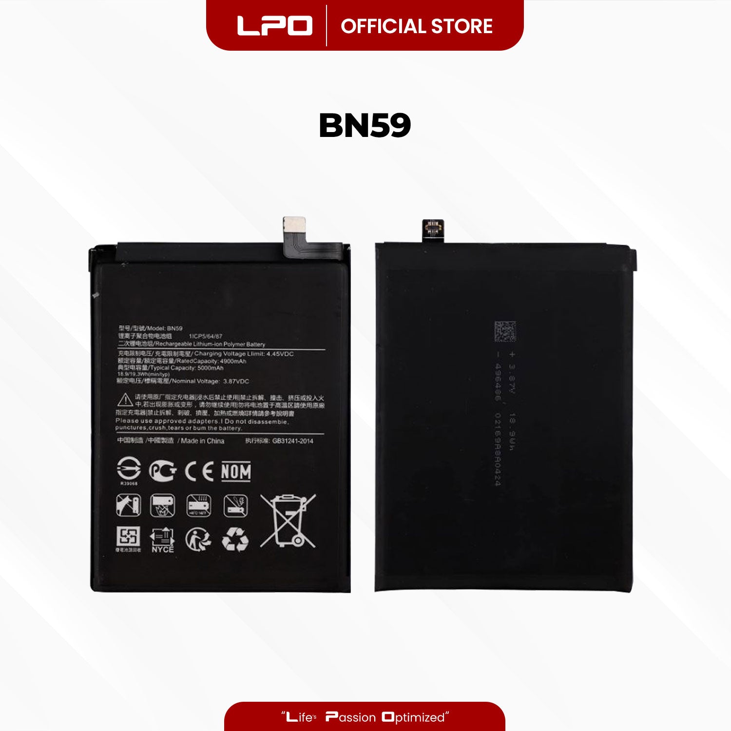 Cellphone Battery Xiaomi Redmi Note 10 2021 BN59 Compatible with Xiaomi Redmi Note 10S 2021 - LPO Laptop PC-Outlet