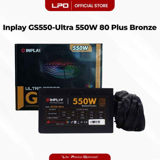 Inplay GS550-Ultra 550W 80+ Bronze RGB Power Supply True-Rated High Performance PSU For CPU Desktop PC Computer
