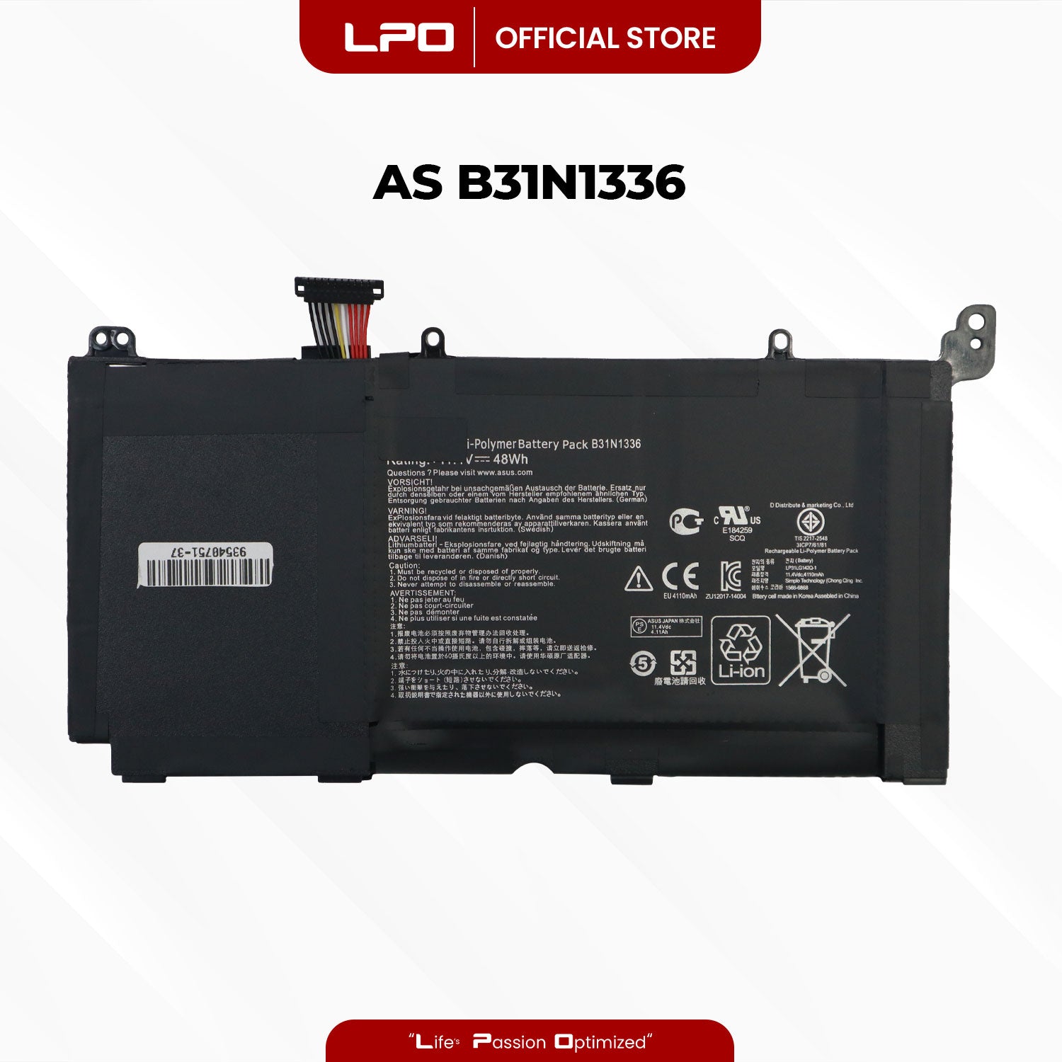 Laptop Battery B31N1336 Compatible with Asus VivoBook S551, R553L, R553LF, R553LN - LPO Laptop PC-Outlet