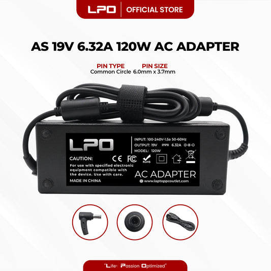 Laptop Charger Asus 19V 6.32A 120W Common Circle Pin 6.0mm x 3.7mm Compatible with Asus FX505GM