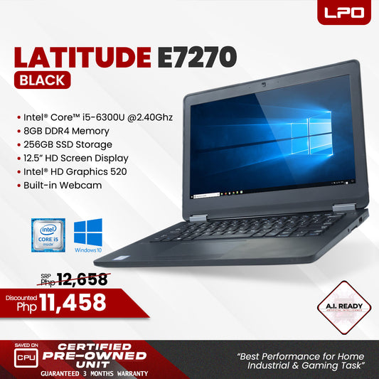 Laptop Dell Latitude E7270 Intel Core i5-6300U 2.40Ghz 8GB DDR4 256GB SSD Intel HD Graphics 520 12.5" HD
