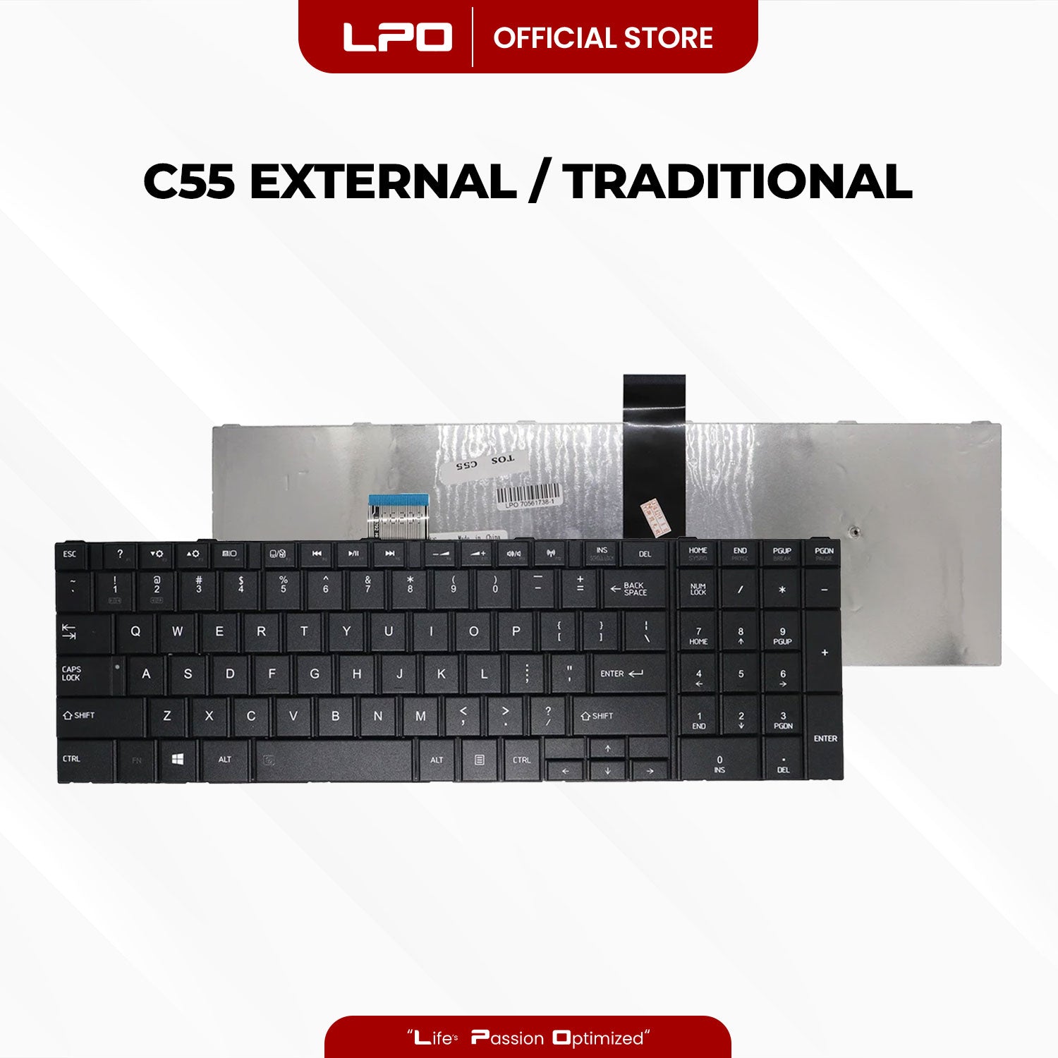 Laptop Keyboard TOSHIBA C55	External / Traditional Black US Compatible with Toshiba Satellite C55 C50-A C55-A C55D-A Series