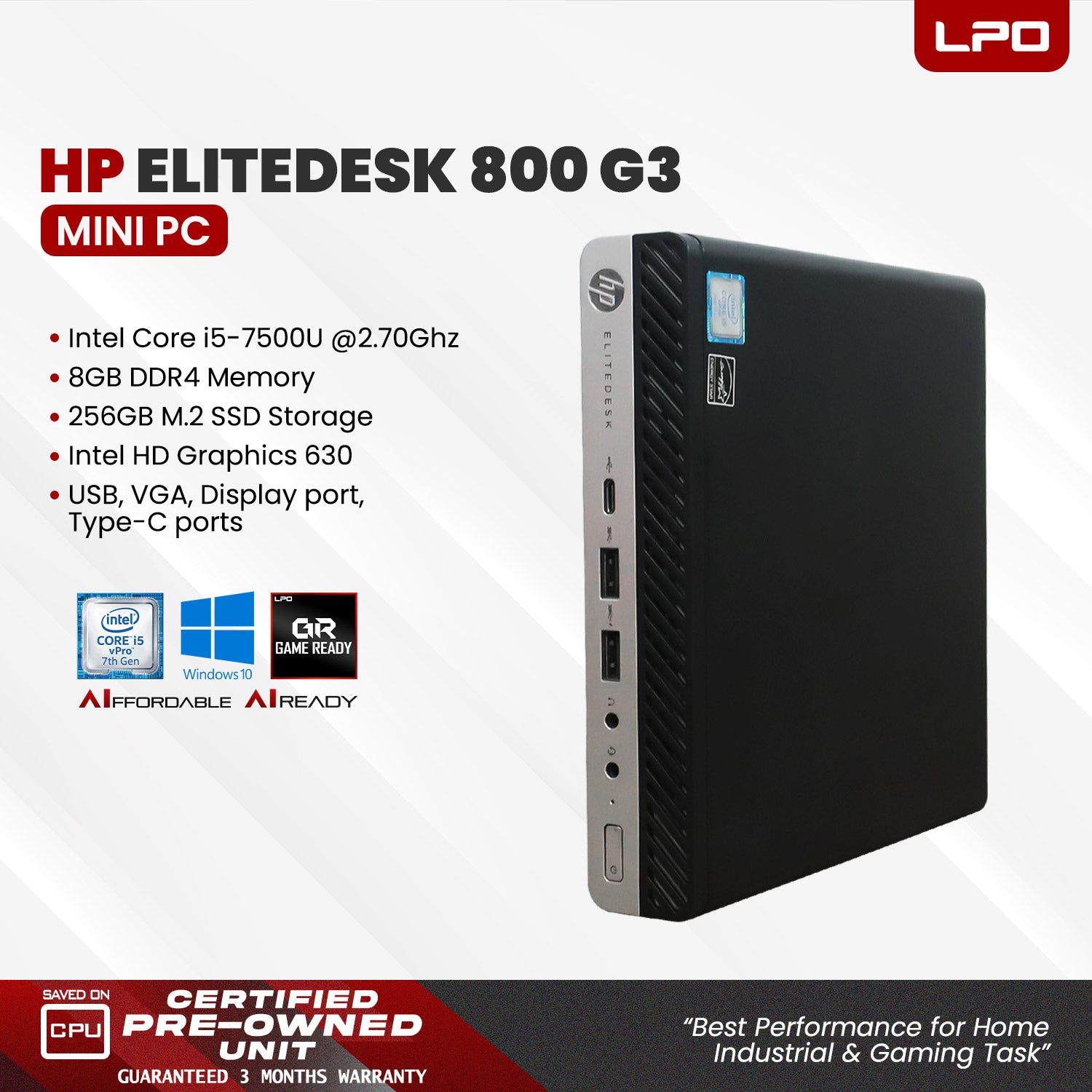 Pre owned HP EliteDesk 800 G3 Mini PC