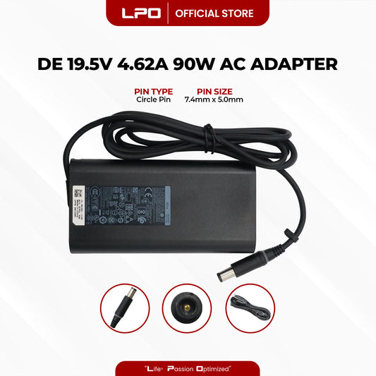 Laptop Charger Dell 19.5V 4.62A 90W Circle Pin 7.4mm x 5.0mm Compatible with PA-10