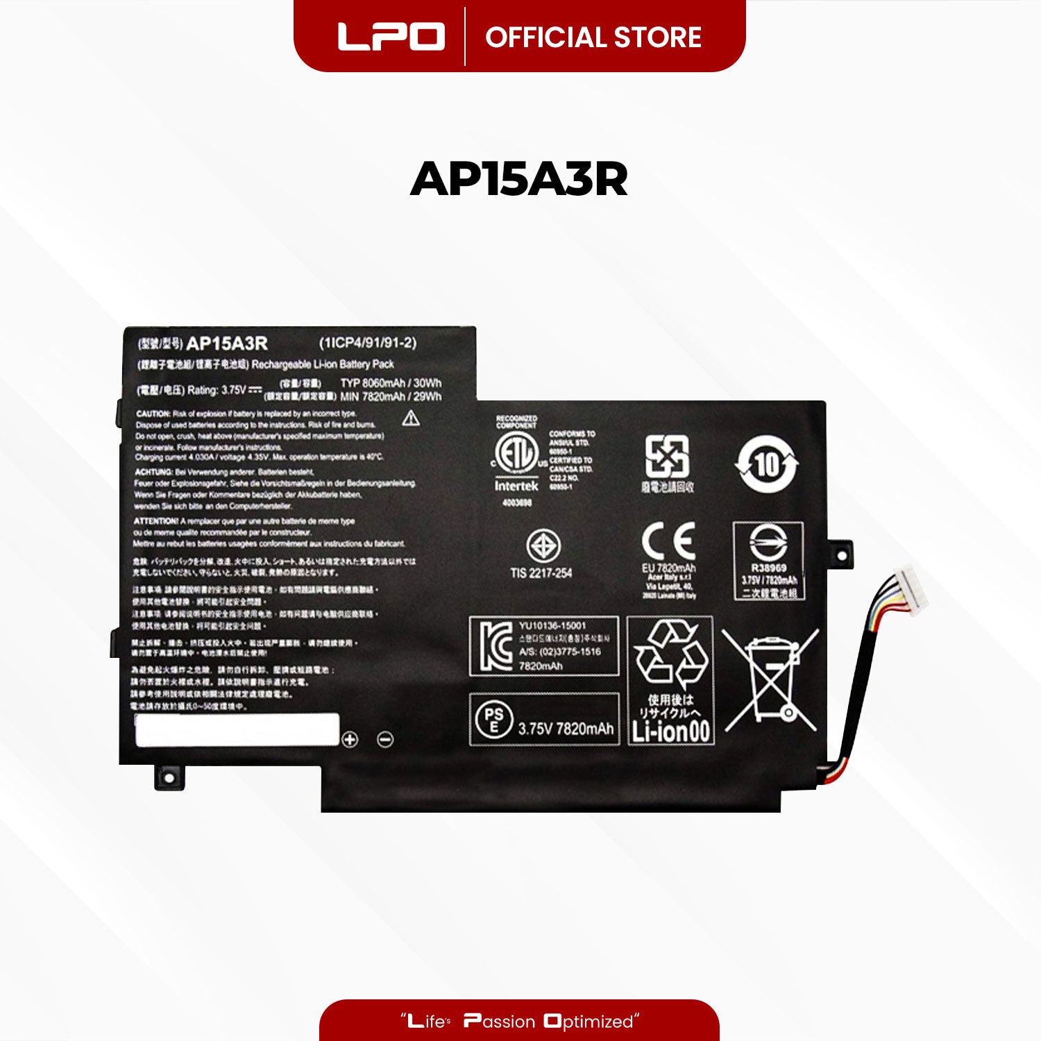 Laptop Battery AP15A3R Compatible with  Acer Aspire Switch 10E SW3-013P Series