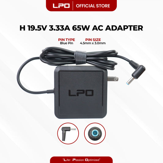 Laptop Charger HP 19.5V 3.33A 65W Blue Pin 4.5mm x 3.0mm Compatible with 15-BS000