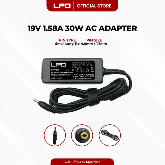 Laptop Charger HP 19V 1.58A 30W Small Long Tip 4.0mm x 1.7mm Compatible with HP Mini 110 110XP 210