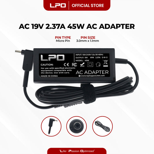Laptop Charger Acer 19V 2.37A 45W Micro Pin 3.0mm x 1.1mm Compatible with Acer Aspire 5 A515-44 A515-46