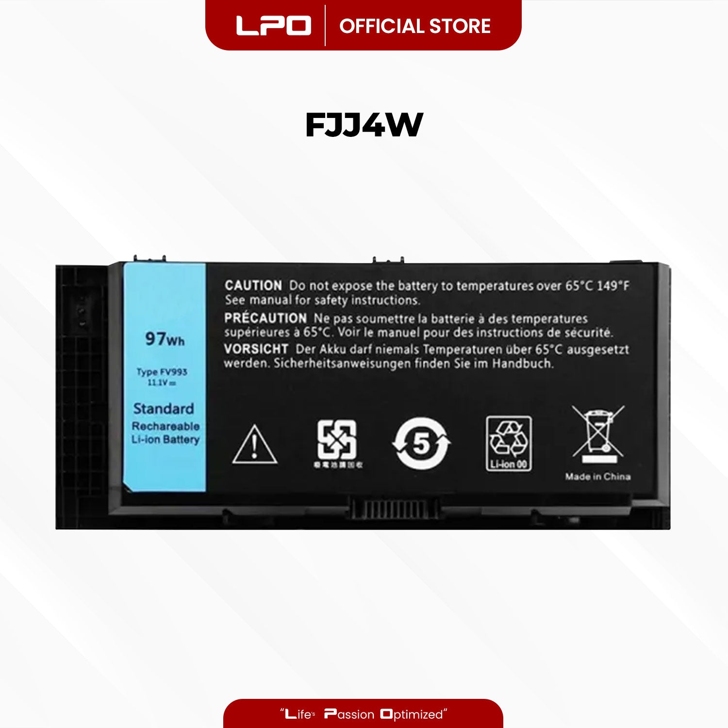 Laptop Battery FJJ4W Compatible  with Dell - Precision M4600 / M4700 / M4800 / M6600 / M6700 / M6800