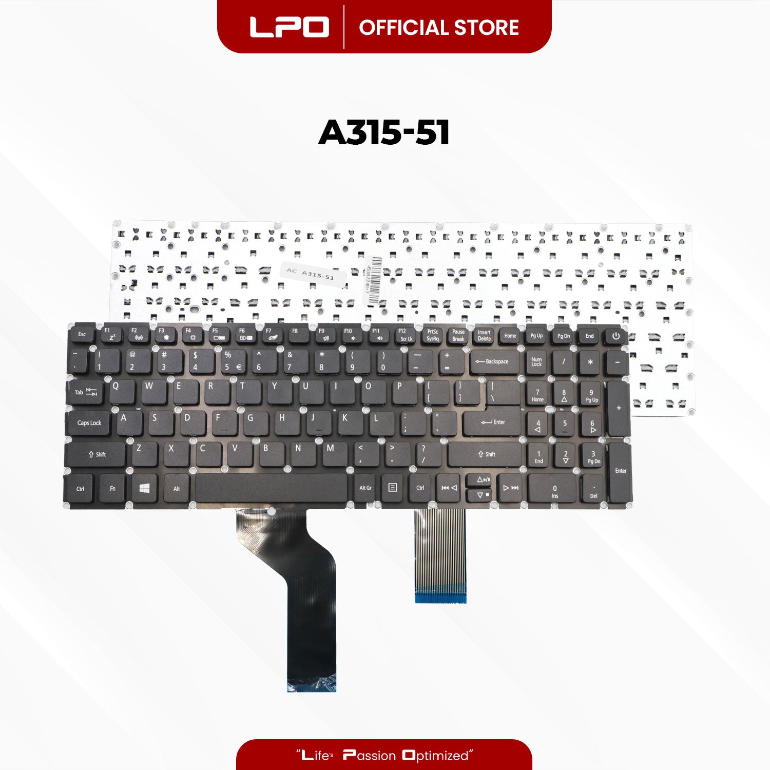 Laptop Keyboard ACER A315-21	 Internal Type / Panel Black US Compatible with Acer Aspire 3 A315-21