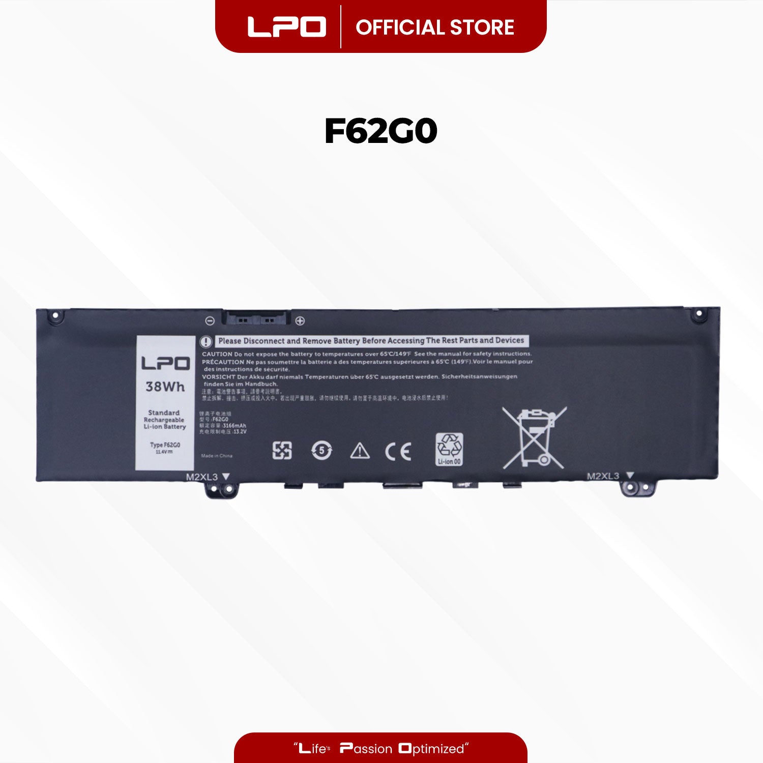 Laptop Battery F62G0 Compatible with Dell Inspiron 13 5370 7370 7373 7380 7386 P83G - LPO Laptop PC-Outlet