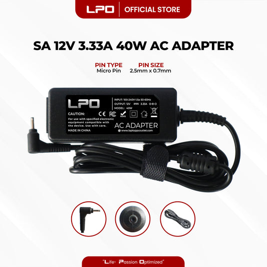 Laptop Charger Samsung 12V 3.33A 40W Micro Pin 2.5mm x 0.7mm Compatible with Samsung Chromebook 3 XE500C13