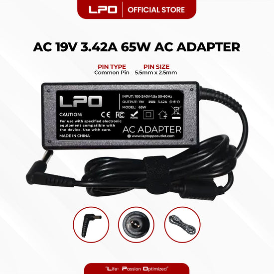 Laptop Charger Lenovo 19V 3.42A 65W Common Pin 5.5mm x 2.5mm Compatible with Lenovo G230 Series