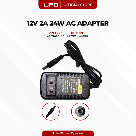 CCTV 12V 2A 24W Common Pin 5.5mm x 3.0mm Compatible with  CCTV Camera, LED Monitor and other electronics equipment.