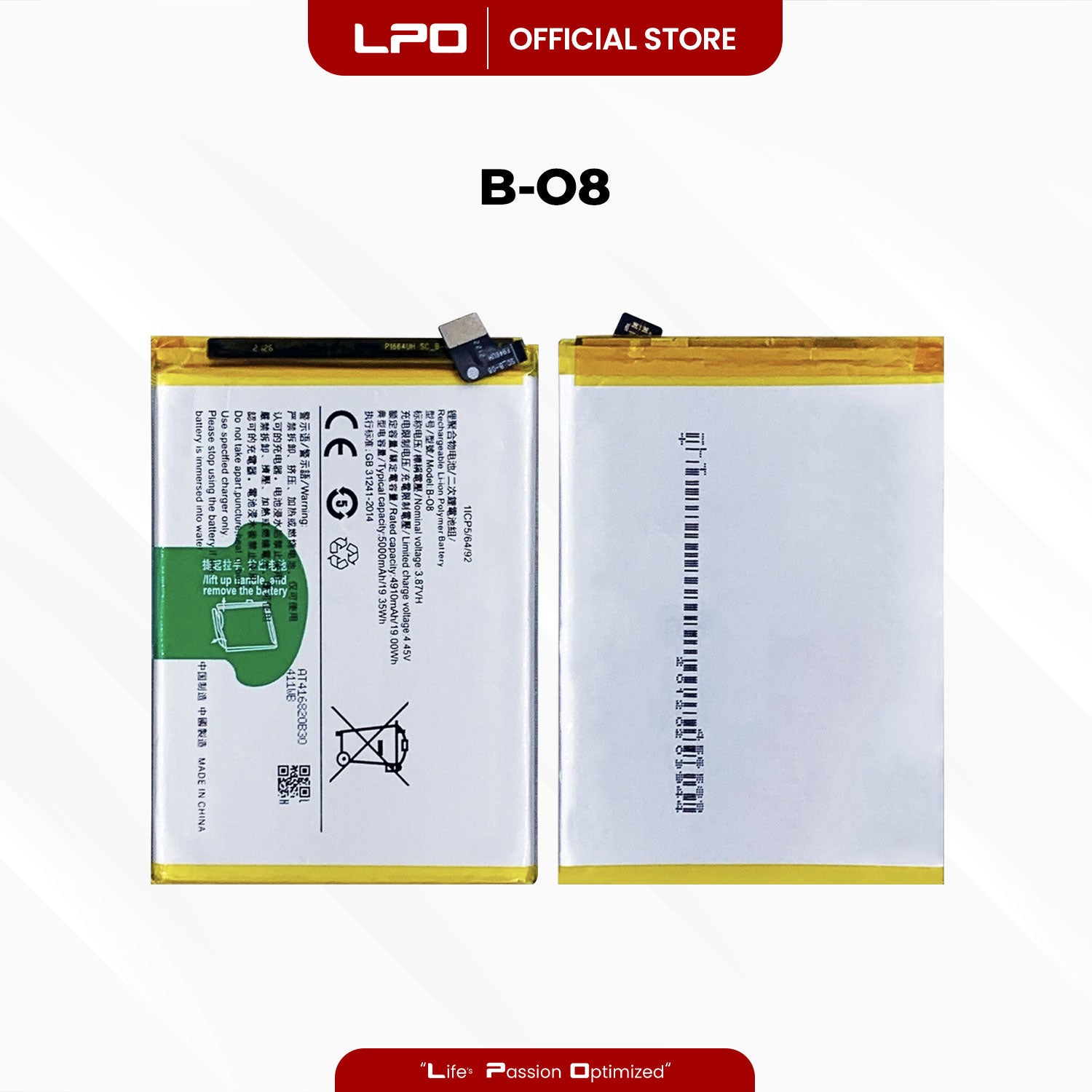Cellphone Battery Vivo Y51 2020 B-O8 Compatible with Vivo Y51 Y31 Y52s - LPO Laptop PC-Outlet