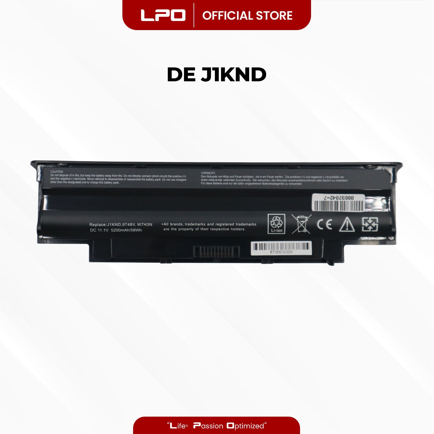 Laptop Battery J1KND Compatible with Dell Inspiron 13R 14R 15R 17R N3010 N4010 N4110 N5010