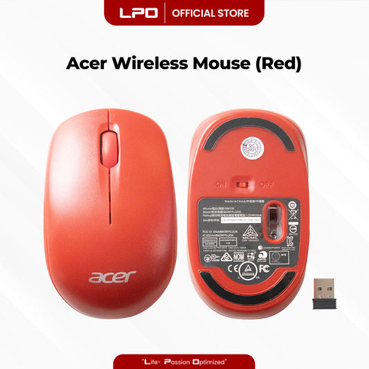 Acer WM126 Wireless Mouse Red with USB Receiver For PC Laptop Computer