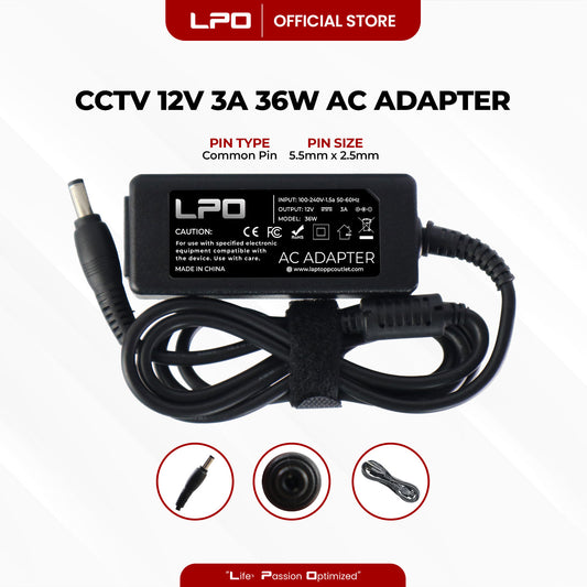 CCTV 12V 3A 36W Common Pin 5.5mm x 2.5mm Compatible with CCTV Camera, LED Monitor and other electronics equipment.