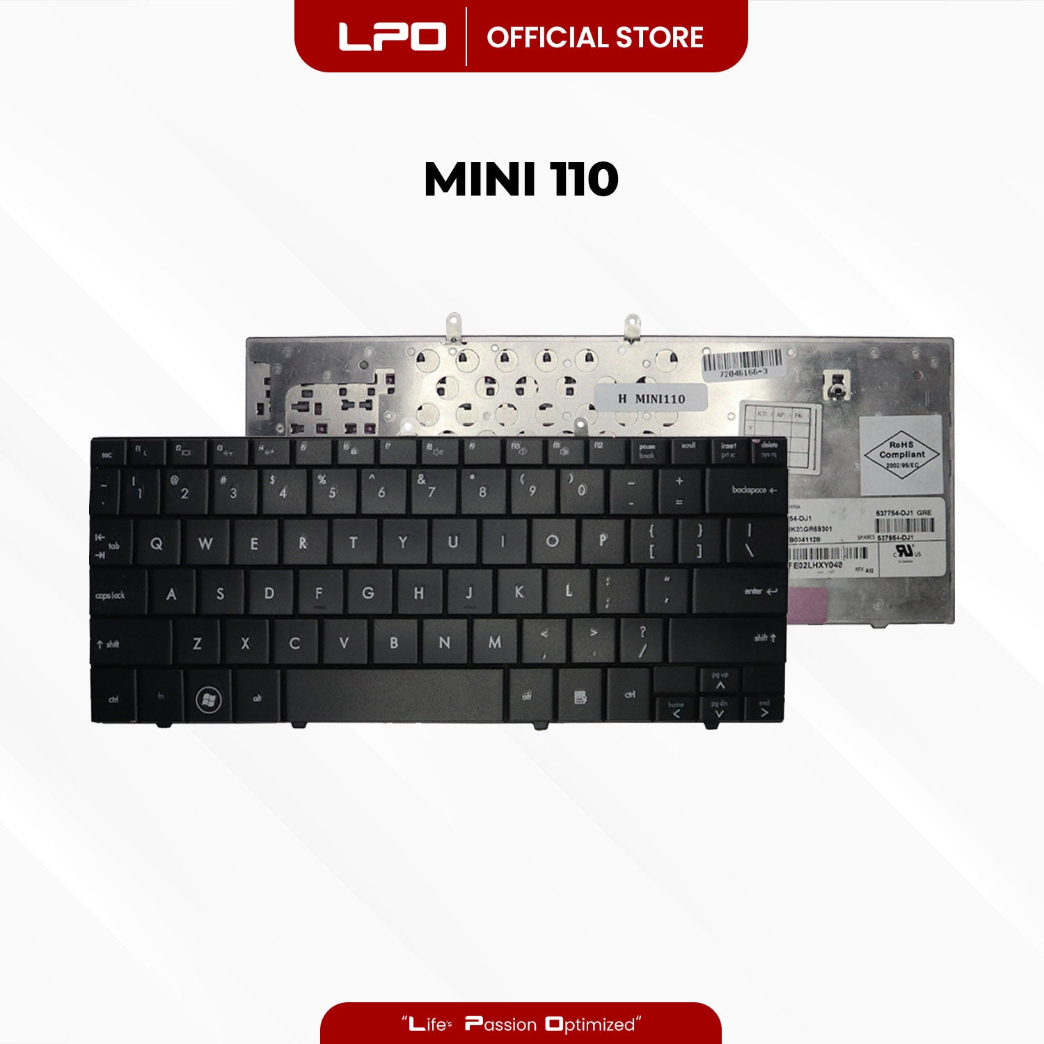 Laptop Keyboard HP Mini 110 External Type / Traditional Black US Compatible with HP Mini 110 Compaq Mini CQ10-500 Series